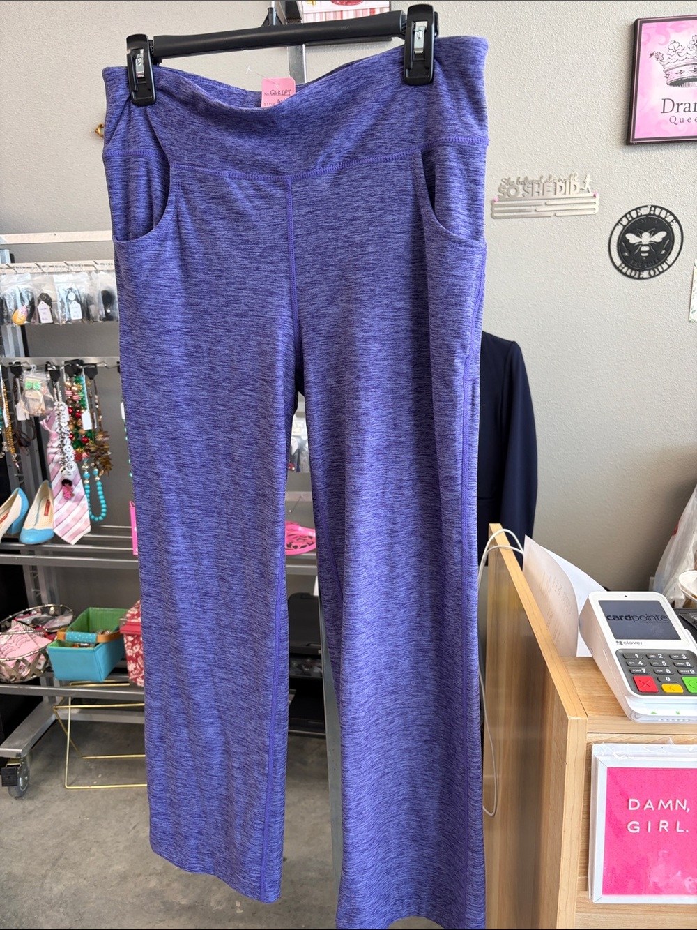 LuLaRoe Heathered Purple Wide-Leg Pants with Side Pockets